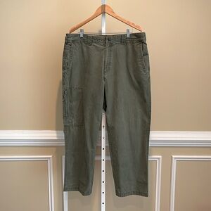 Columbia Mens Cotton Kaki Green Peached Canvas Cargo Pants Size 40